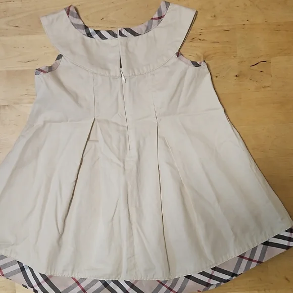 Burberry Cream Dress with Plaid Trim